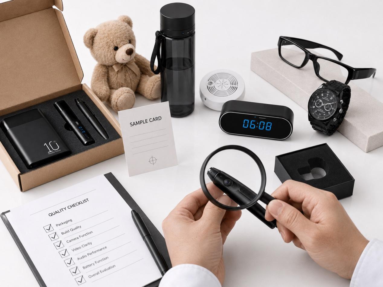 Hidden camera sample testing and quality inspection before bulk ordering Hidden camera sample testing and quality inspection before bulk ordering